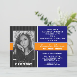 Blue Orange Photo Graduation Announcements