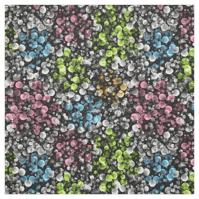 Blue Orange Pink Lime Green Polka Dots Pattern Fabric (Swatch)