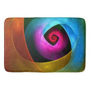 Blue Orange Pink Modern Abstract Art Pattern #24 Bath Mat