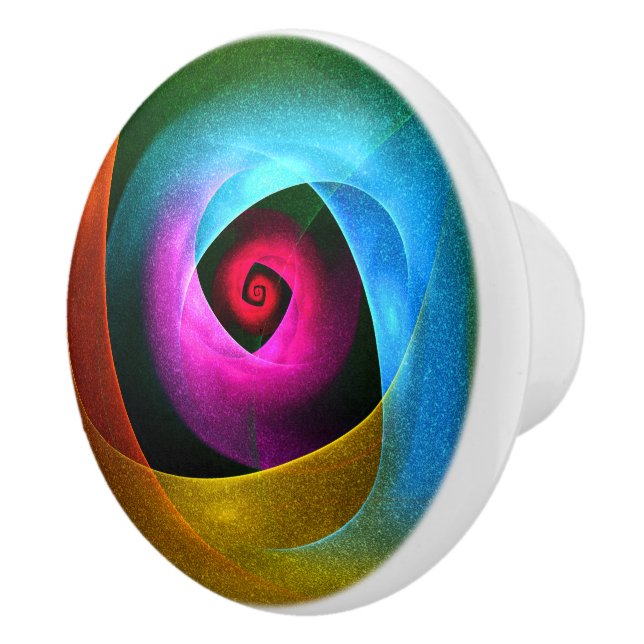 Blue Orange Pink Modern Abstract Art Pattern #24 Ceramic Knob (Right)