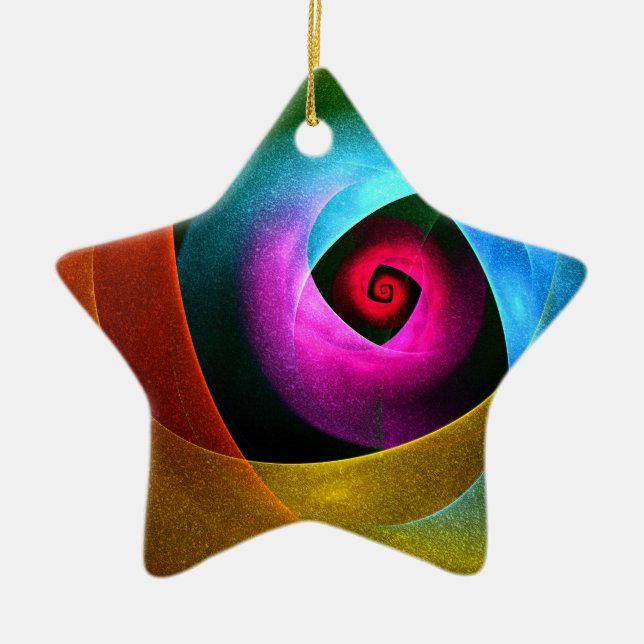 Blue Orange Pink Modern Abstract Art Pattern #24 Ceramic Ornament (Front)