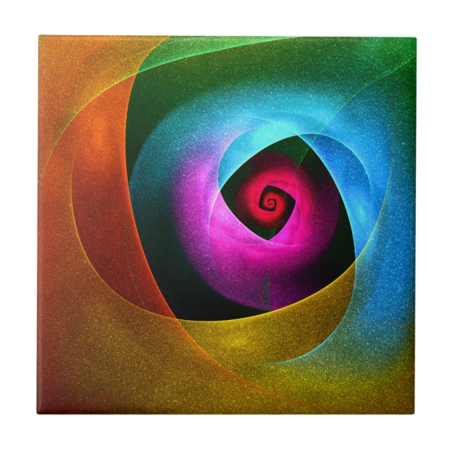 Blue Orange Pink Modern Abstract Art Pattern #24 Ceramic Tile (Front)