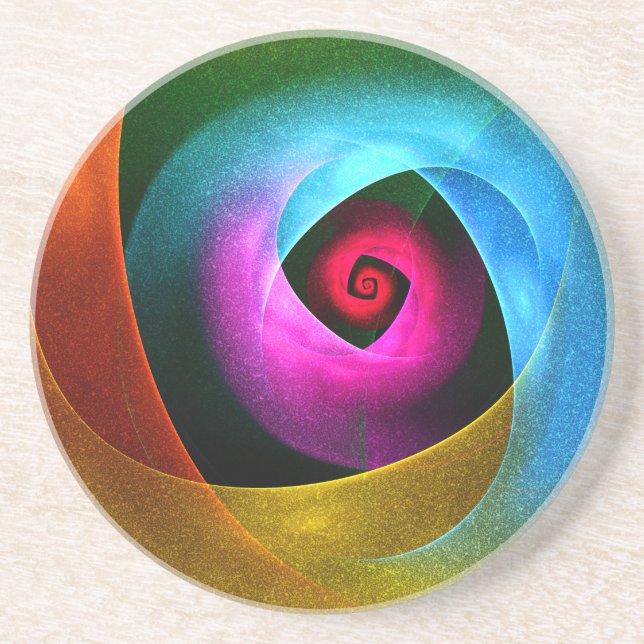 Blue Orange Pink Modern Abstract Art Pattern #24 Coaster (Front)
