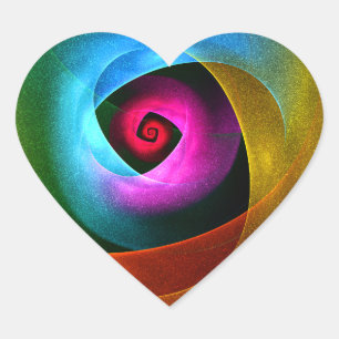 Blue Orange Pink Modern Abstract Art Pattern #24 Heart Sticker