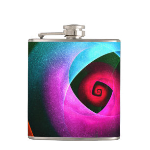 Blue Orange Pink Modern Abstract Art Pattern #24 Hip Flask