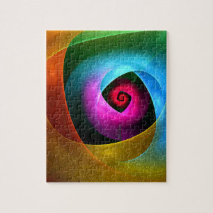 Blue Orange Pink Modern Abstract Art Pattern #24 Jigsaw Puzzle