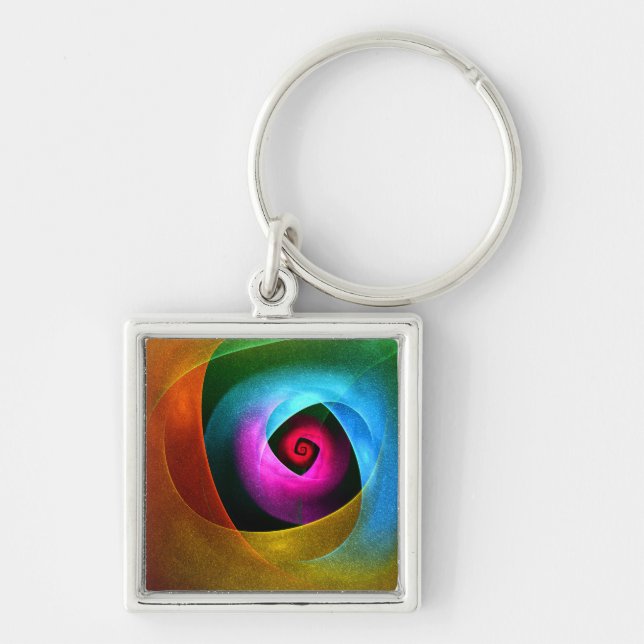 Blue Orange Pink Modern Abstract Art Pattern #24 Key Ring (Front)