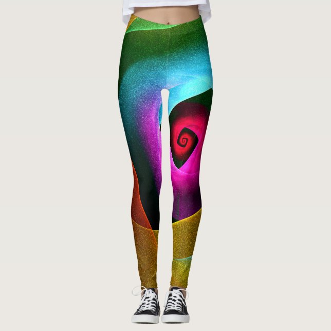 Blue Orange Pink Modern Abstract Art Pattern #24 Leggings (Front)