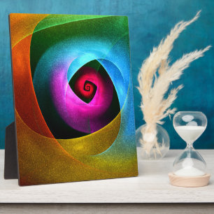 Blue Orange Pink Modern Abstract Art Pattern #24 Plaque