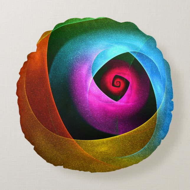 Blue Orange Pink Modern Abstract Art Pattern #24 Round Cushion (Front)