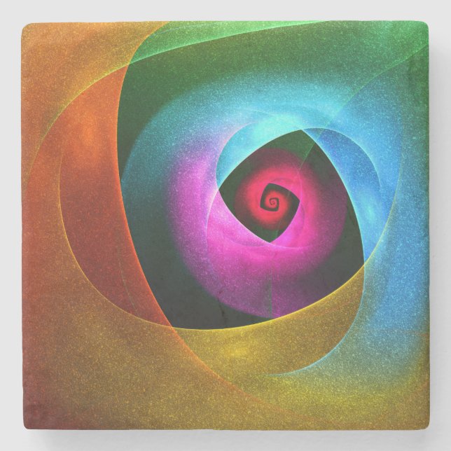 Blue Orange Pink Modern Abstract Art Pattern #24 Stone Coaster (Front)