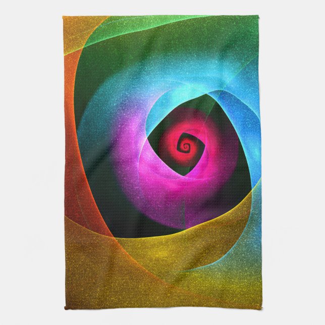 Blue Orange Pink Modern Abstract Art Pattern #24 Tea Towel (Vertical)