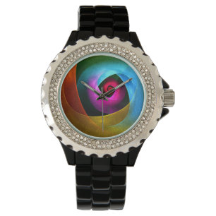 Blue Orange Pink Modern Abstract Art Pattern #24 Watch
