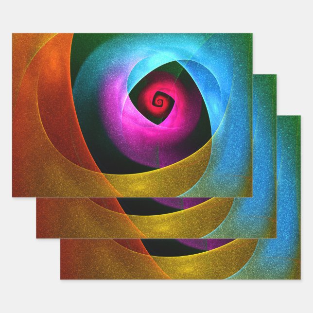 Blue Orange Pink Modern Abstract Art Pattern #24 Wrapping Paper Sheet (Set)