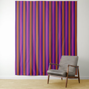 Blue Orange Pink Vertical Stripes Design Tapestry