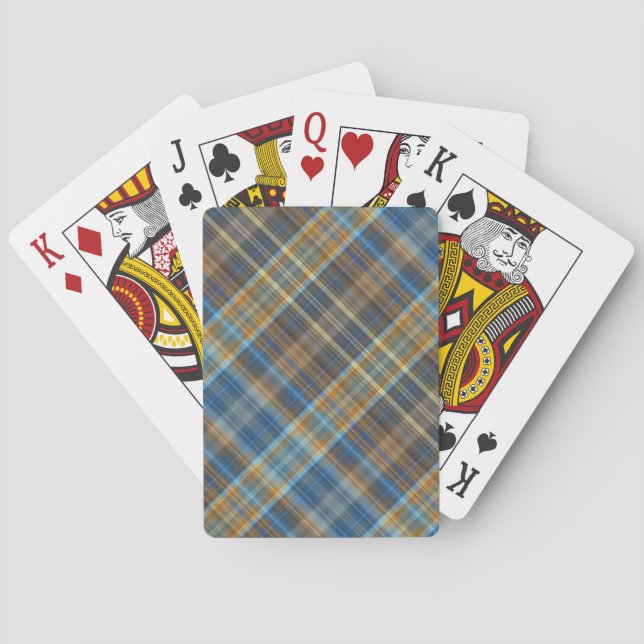 Blue orange plaid playing cards (Back)