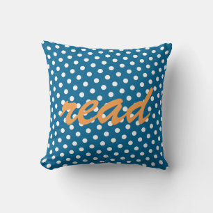 Blue & Orange Polka Dot READ Throw Pillows