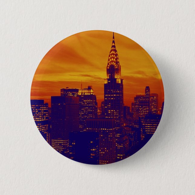 Blue Orange Pop Art New York City 6 Cm Round Badge (Front)