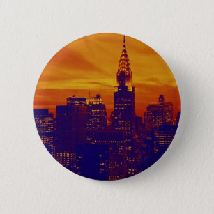 Blue Orange Pop Art New York City 6 Cm Round Badge