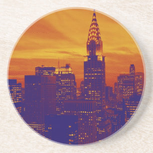 Blue Orange Pop Art New York City Coaster