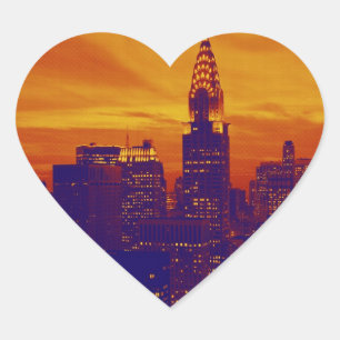 Blue Orange Pop Art New York City Heart Sticker