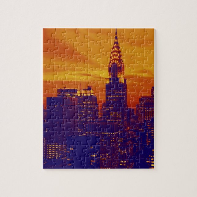 Blue Orange Pop Art New York City Jigsaw Puzzle (Vertical)