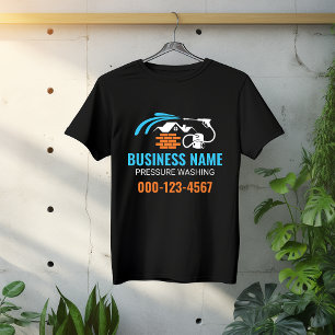 Blue Orange Power Washing Business Logo T-Shirt