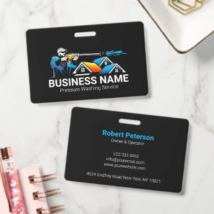Blue Orange Pressure Washing House Logo ID Badge