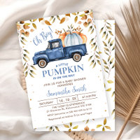 Blue Orange Pumpkin Truck Foliage Baby Shower