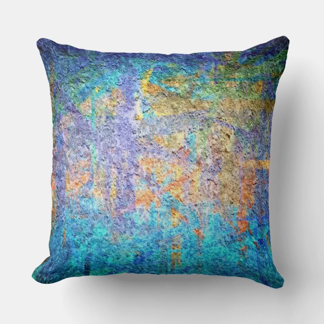 Blue Orange Purple Abstract Cushion (Front)