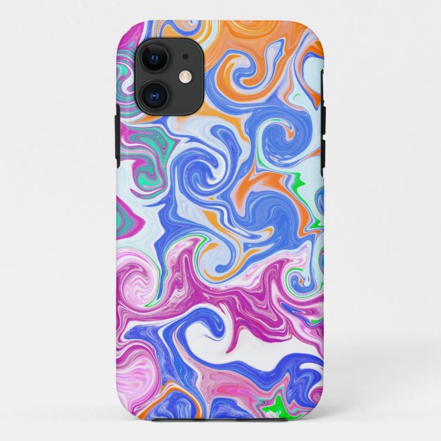 Blue, Orange, Purple Fluid Art Throw Pillow Case-Mate iPhone Case (Back)