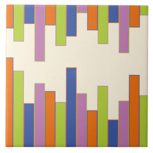 Blue, Orange, Purple, Green and Cream Rectangles Ceramic Tile
