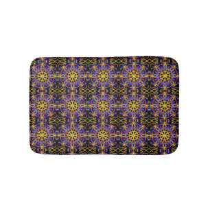 Blue Orange Purple Yellow Mechanical Drawing Bath Mat