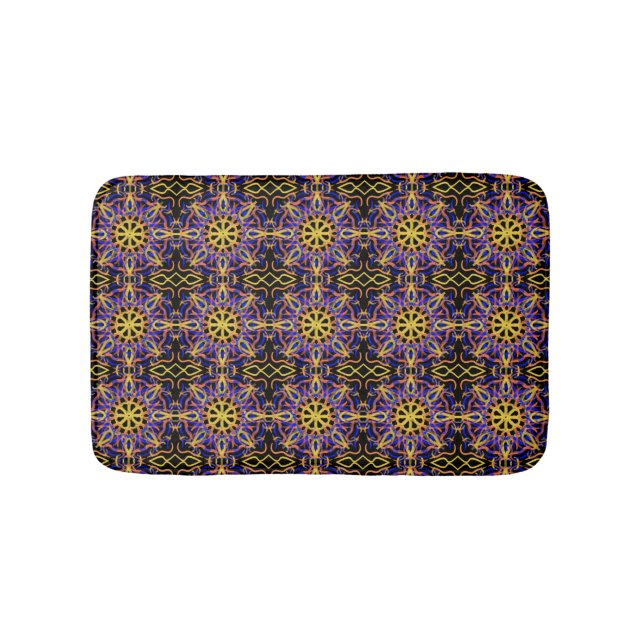Blue Orange Purple Yellow Mechanical Drawing Bath Mat (Front)