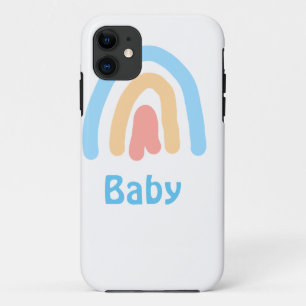 blue orange rainbow baby add name text iPhone 11 case