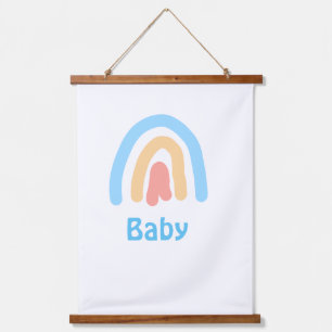 blue orange rainbow baby add name text hanging tapestry