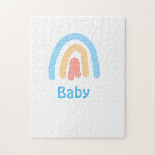 blue orange rainbow baby add name text  jigsaw puzzle