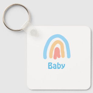 blue orange rainbow baby add name text key ring