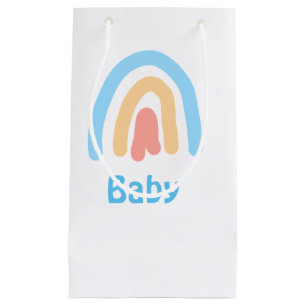 blue orange rainbow baby add name text small gift bag