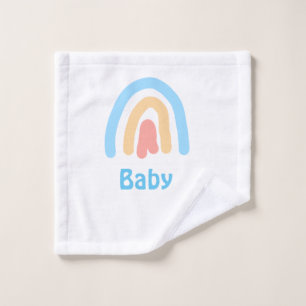 blue orange rainbow baby add name text wash cloth