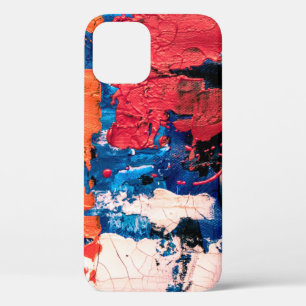 Blue, orange, red, and black painting iPhone 12 case