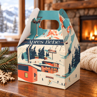 Blue Orange Retro Après Bébé Ski Resort Party Favour Box