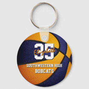 blue orange school basketball team colours key ring