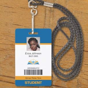 Blue & Orange School College University Student ID ID Badge