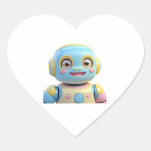 blue orange smiling robot stickers