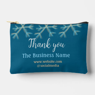 Blue orange snowflakes add business name christmas accessory pouch