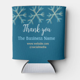 Blue orange snowflakes add business name christmas can cooler