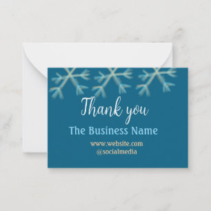 Blue orange snowflakes add business name christmas card