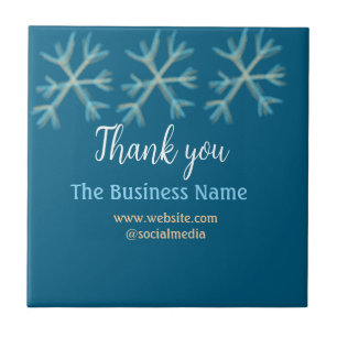 Blue orange snowflakes add business name christmas ceramic tile