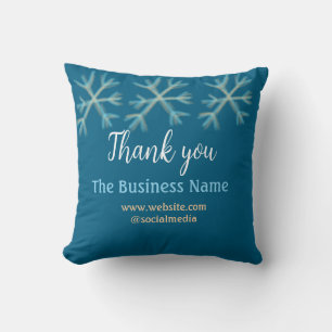 Blue orange snowflakes add business name christmas cushion